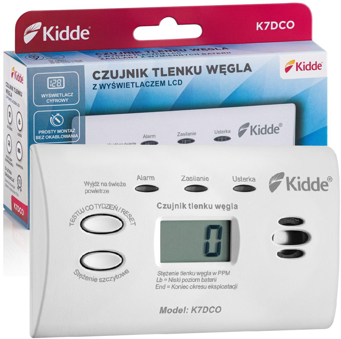 Ogļskābes monoksīda detektors Kidde K7DCO ar